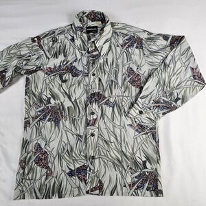 Vtg‎ 70s Monticello Dress Shirt Wide Collar Disco Pheasants In Grass Mens XL 17